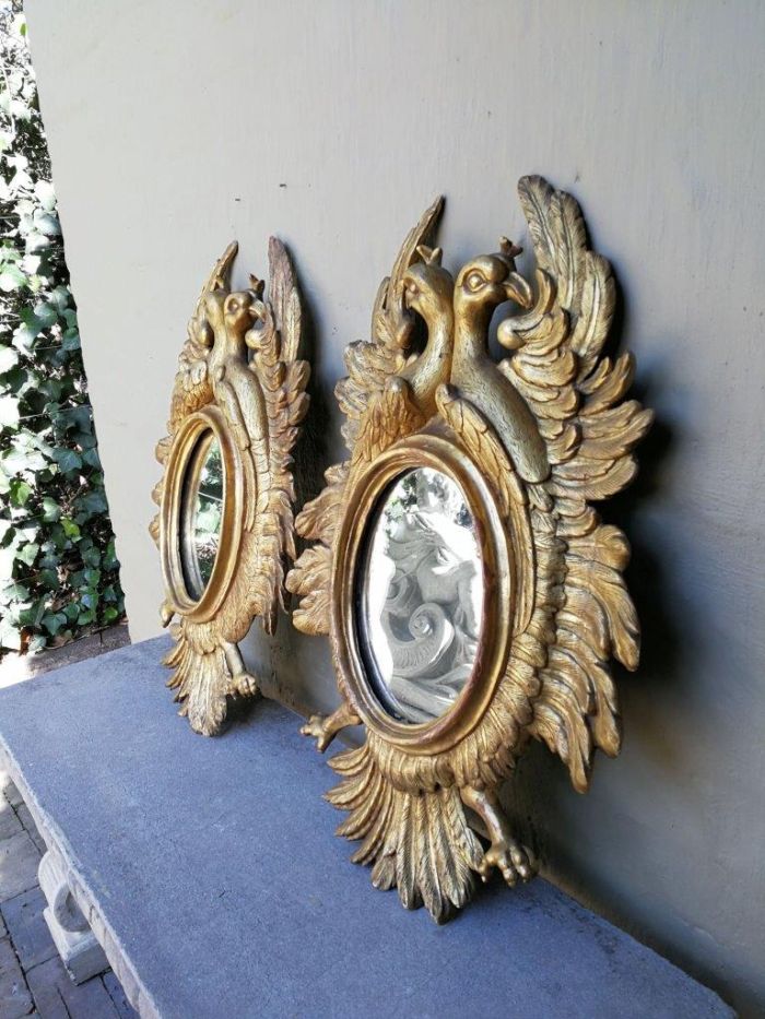 A 20th Century Pair Of Carved Mirrors With Stylised Bird Design - Image 3