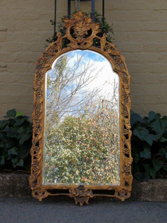 A 19th Century-Style Gilt-Painted Wooden And Bevelled Mirror