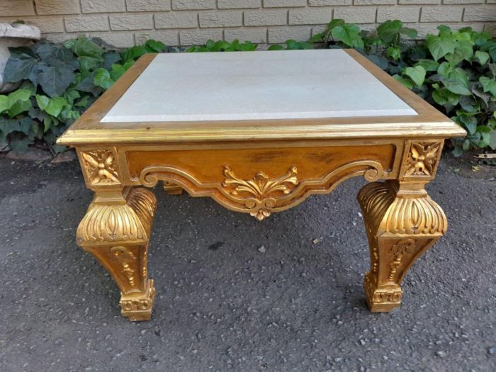 A 20th Century French Style Ornately Carved Side Table with Marble Top - Image 2