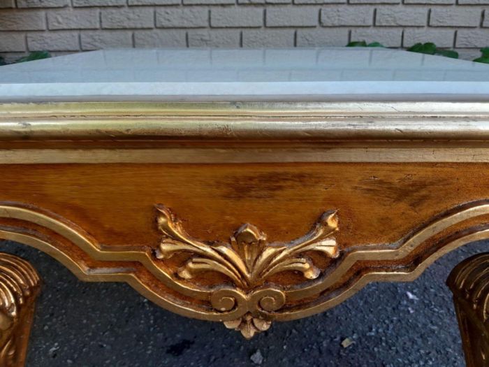 A 20th Century French Style Ornately Carved Side Table with Marble Top - Image 6