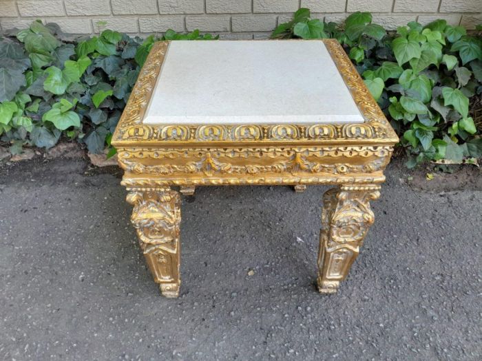 A 20th Century French Style Ornately Carved Side Table with Marble Top - Image 4