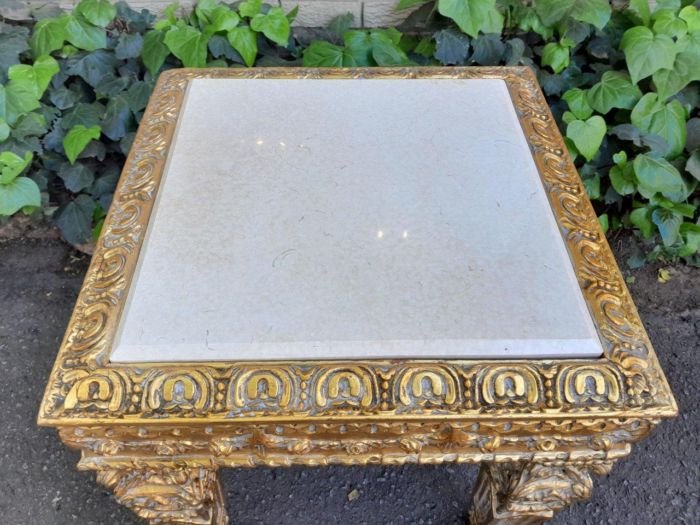 A 20th Century French Style Ornately Carved Side Table with Marble Top - Image 7