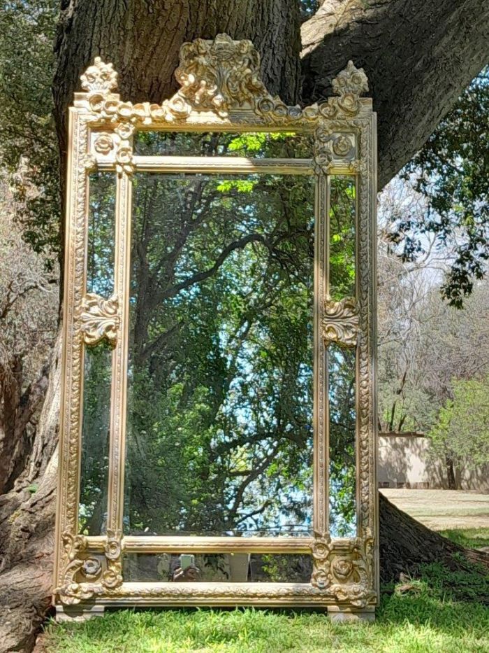 A French Rococo Style Ornately Carved and Gilded Bevelled Mirror