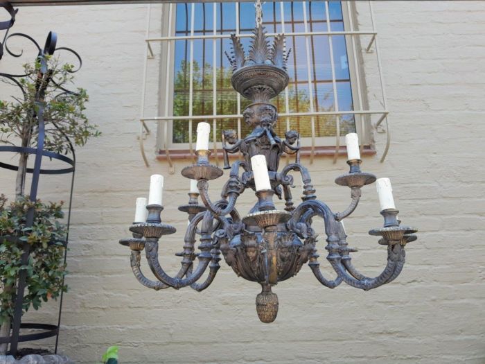 A 20th Century French Style Brass and Crystal Chandelier with Brass and Crystals - Image 2