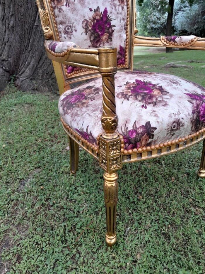 A Pair Of 20th Century French Louis XVI Styled Ornately Carved And Gilded Fautelli Chairs (various upholstery options - please specify your preference) - Image 9