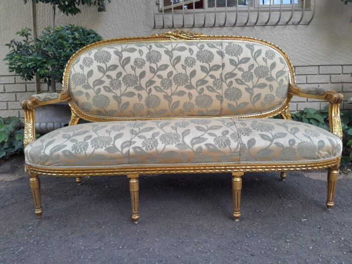 A French Louis XVI Style Carved Wooden Settee