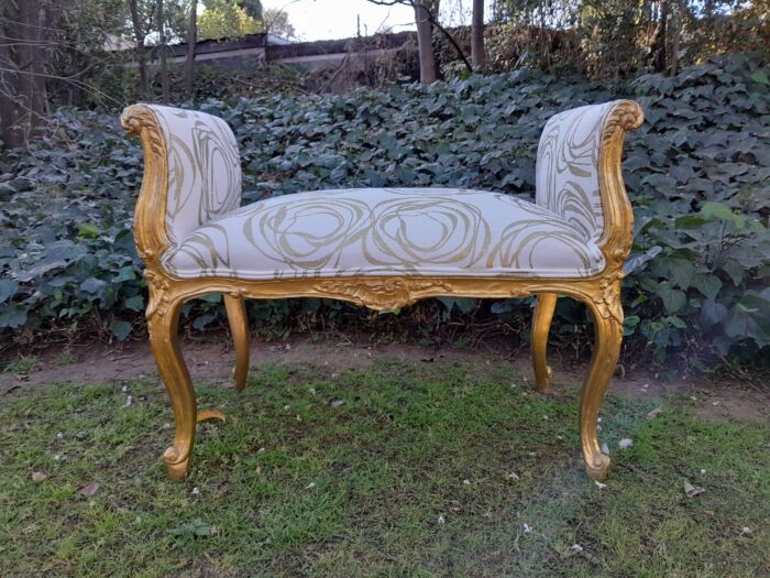 A French Style Ornately Carved Wooden Window Seat  /  Ottoman - Image 2