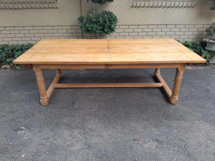 A French Oak Refectory / Entrance / Dining Table In A Contemporary Bleached Wood Finish - Image 2