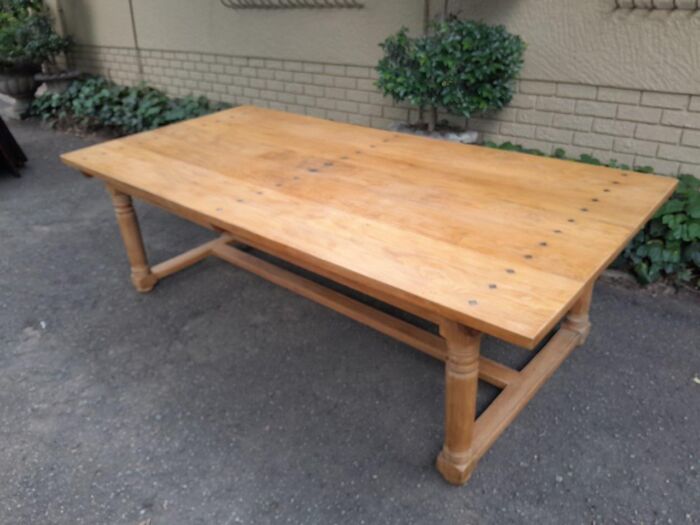 A French Oak Refectory / Entrance / Dining Table In A Contemporary Bleached Wood Finish - Image 6