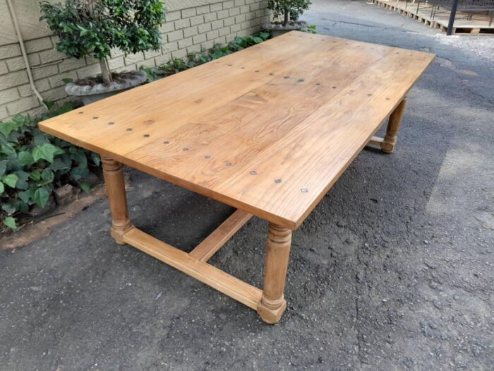 A French Oak Refectory / Entrance / Dining Table In A Contemporary Bleached Wood Finish - Image 7