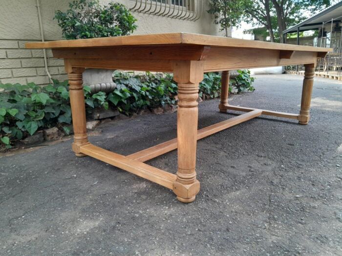 A French Oak Refectory / Entrance / Dining Table In A Contemporary Bleached Wood Finish - Image 8