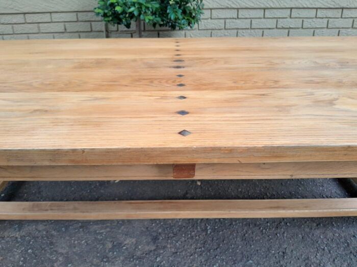 A French Oak Refectory / Entrance / Dining Table In A Contemporary Bleached Wood Finish - Image 9