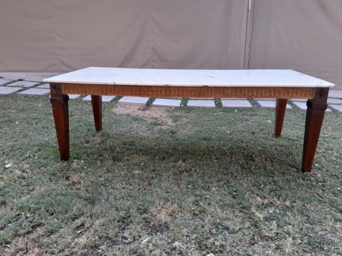 A 20th Century Dining Table in Wicker & Mahogany (sale price reflected - R18