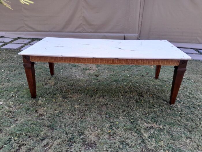 A 20th Century Dining Table in Wicker & Mahogany (sale price reflected - R18,800) - Image 4