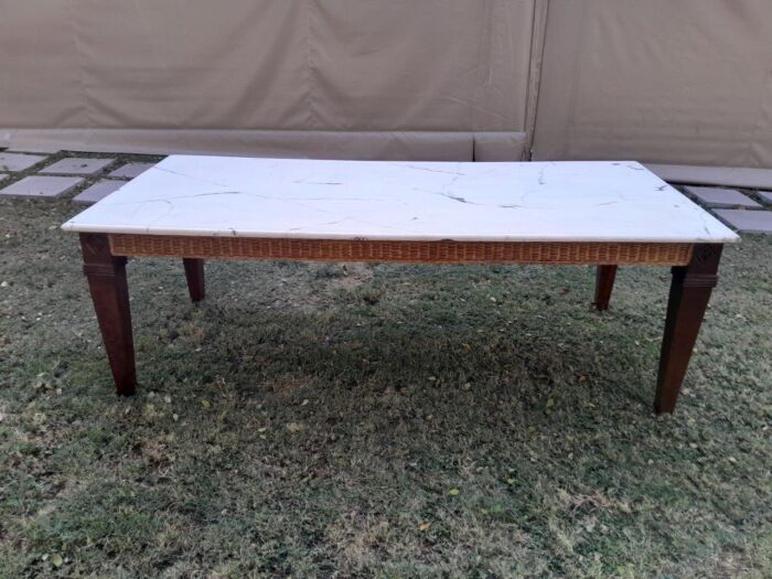 A 20th Century Dining Table in Wicker & Mahogany (sale price reflected - R18,800) - Image 5