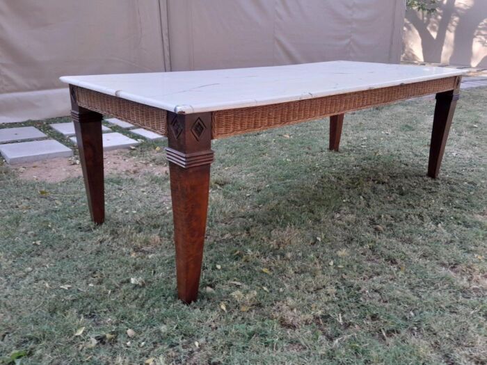 A 20th Century Dining Table in Wicker & Mahogany (sale price reflected - R18,800) - Image 6