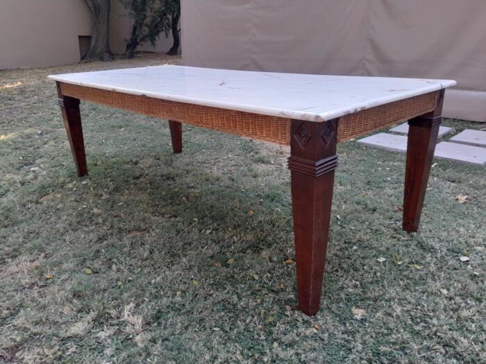 A 20th Century Dining Table in Wicker & Mahogany (sale price reflected - R18,800) - Image 7