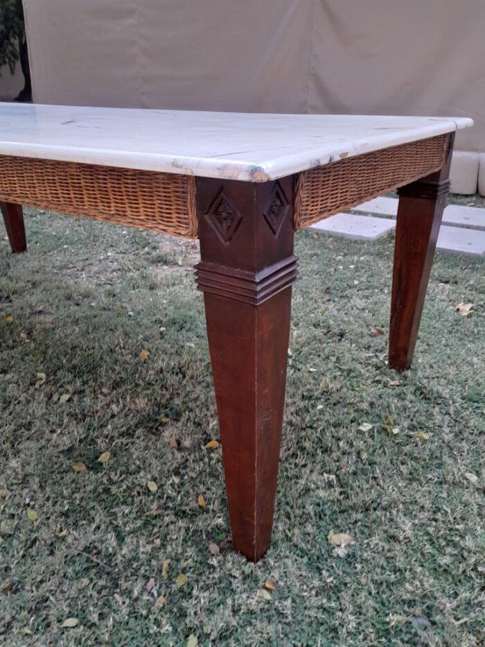 A 20th Century Dining Table in Wicker & Mahogany (sale price reflected - R18,800) - Image 8