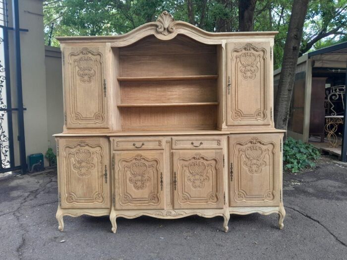 A 20th Century French Style Carved Wooden Sideboard/Server/Drinks Cabinet In A Contemporary Natural Wood / Bleached Finish