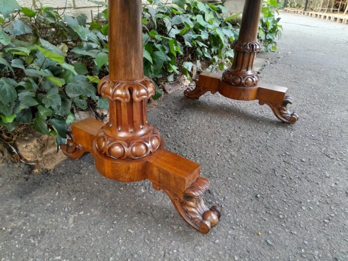 An Antique Victorian Rosewood Library Table / Side / Sofa Table On Castors - Image 6