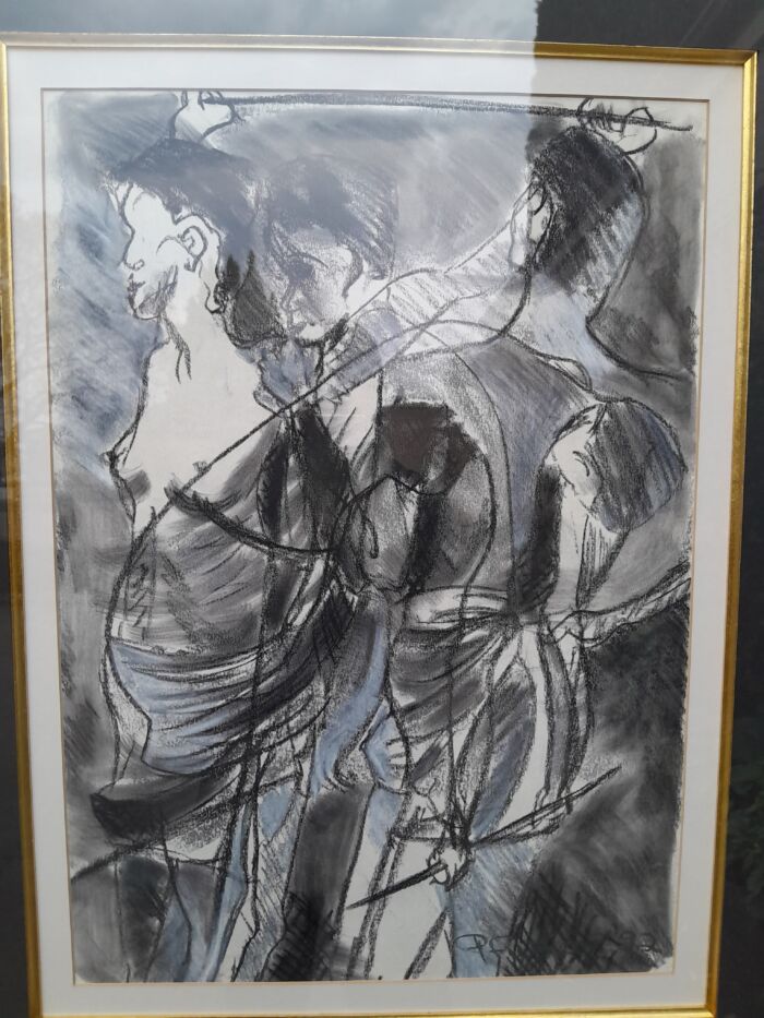 A 20th Century Charcoal And Pastel Signed And Dated 1992 ND - Image 10