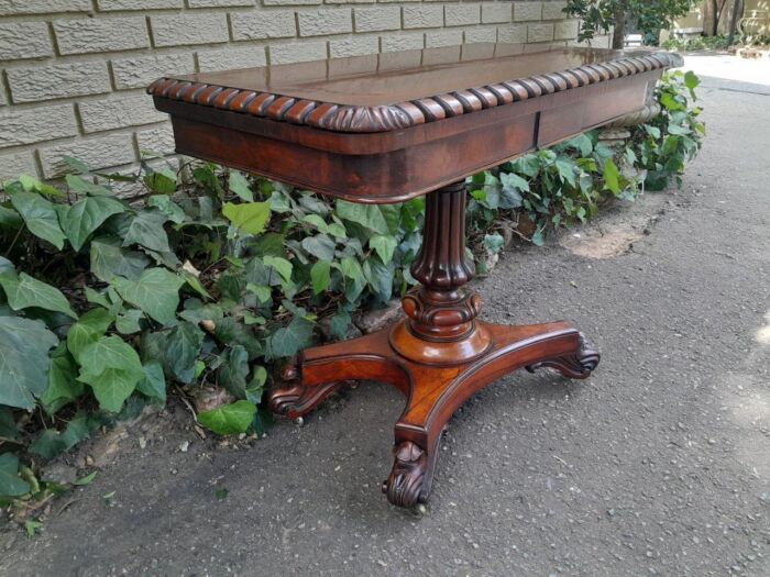 A 19th Century Circa 1820 William IV Rosewood Carved Card Table With Black Baize Playing Surface - Image 4