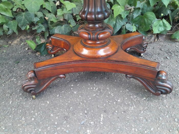 A 19th Century Circa 1820 William IV Rosewood Carved Card Table With Black Baize Playing Surface - Image 5