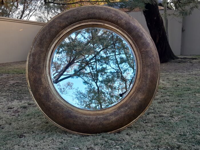 A Hang Gilded in Gold Leaf Bevelled Circular Mirror - Image 5