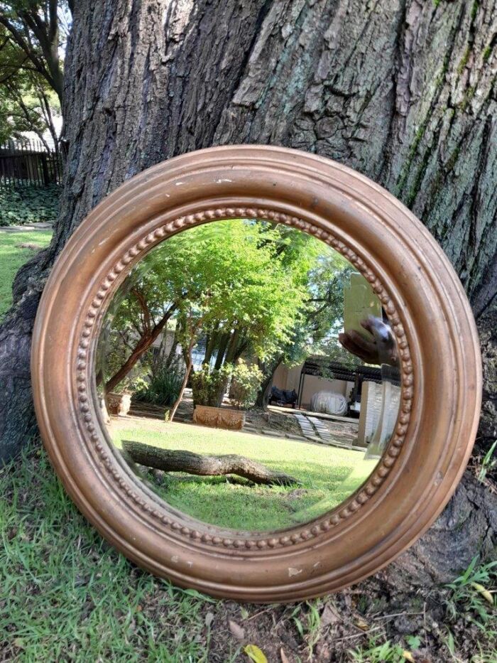 A French Style Circular Wooden Bevelled Mirror