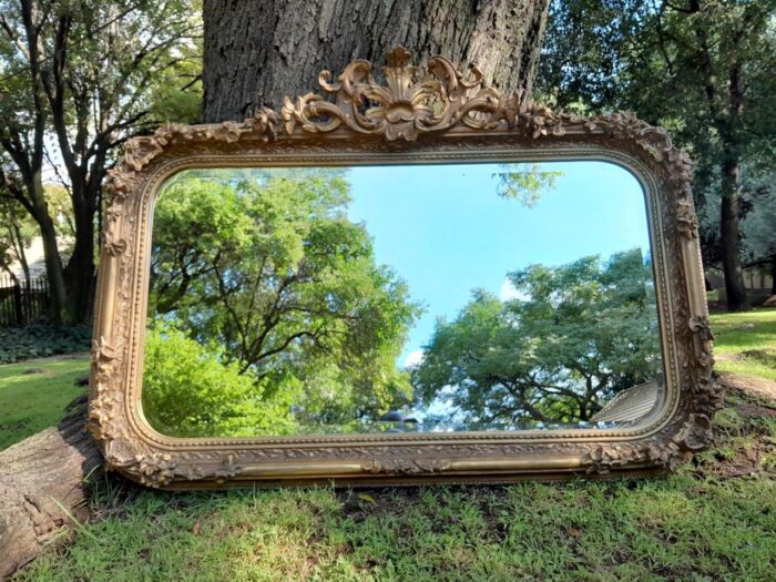 A French Style Ornately Carved and Gilded Bevelled Mirror