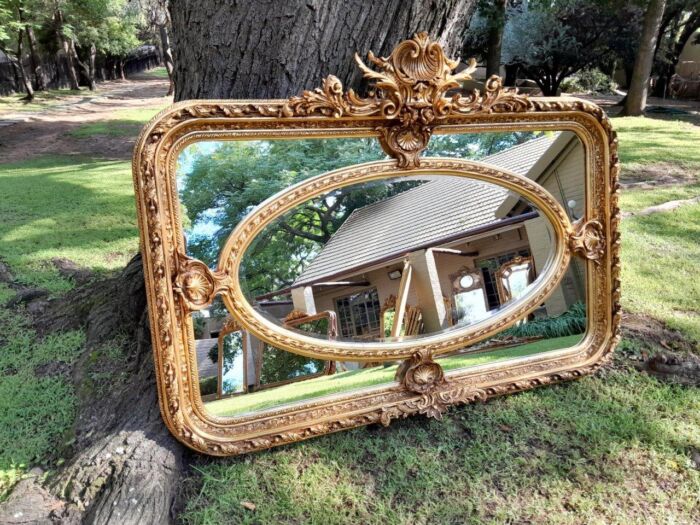 A French Style Ornately Carved and Gilded Bevelled Mirror 1 - Image 3