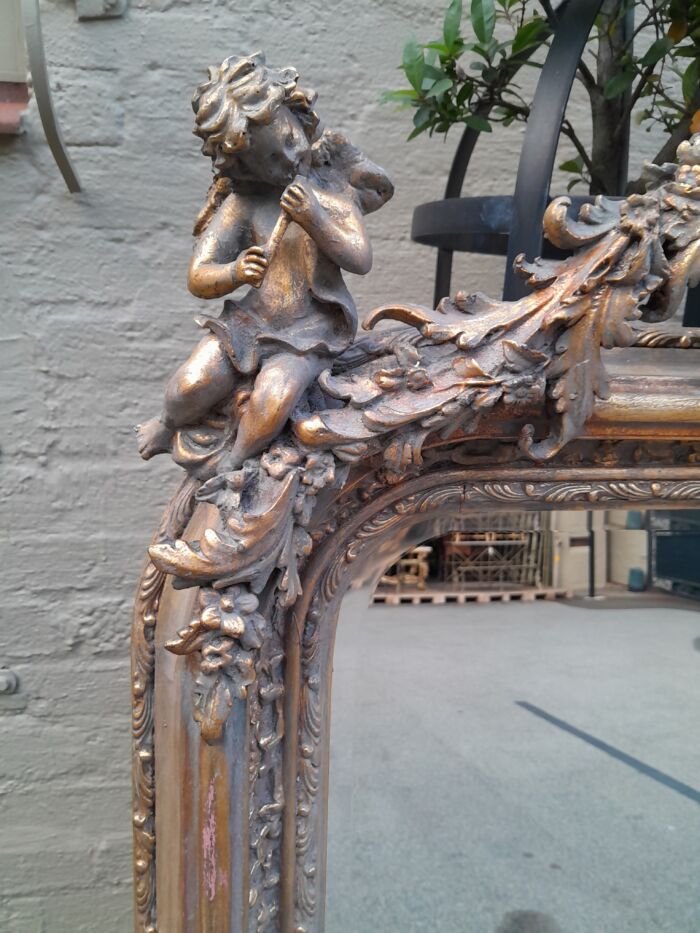 A French Style Ornately Carved and Gilded Bevelled Mirror - Image 3