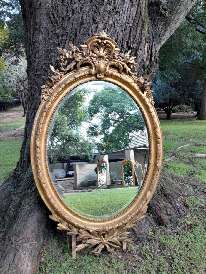 A French Style Ornately Carved and Gilded Bevelled Mirror