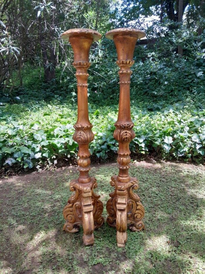 A Pair of Small Size French Style Hand Gilded Candle Holders