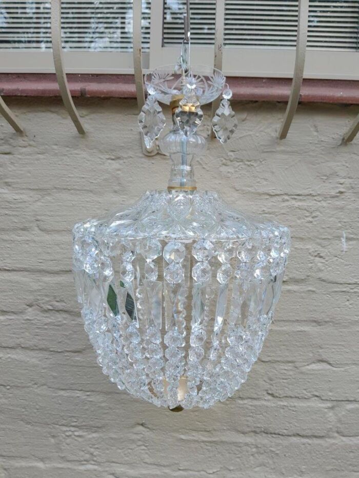 A French Style Brass and Crystal Plate Chandelier