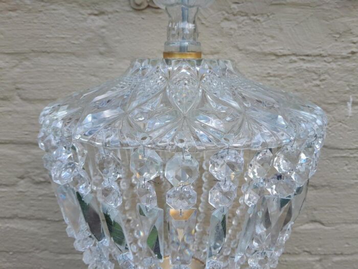 A French Style Brass and Crystal Plate Chandelier - Image 4