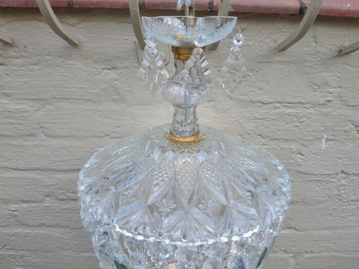 A French Style Brass and Crystal Plate Chandelier - Image 5