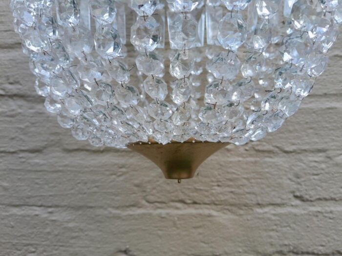 A French Style Brass and Crystal Plate Chandelier - Image 6