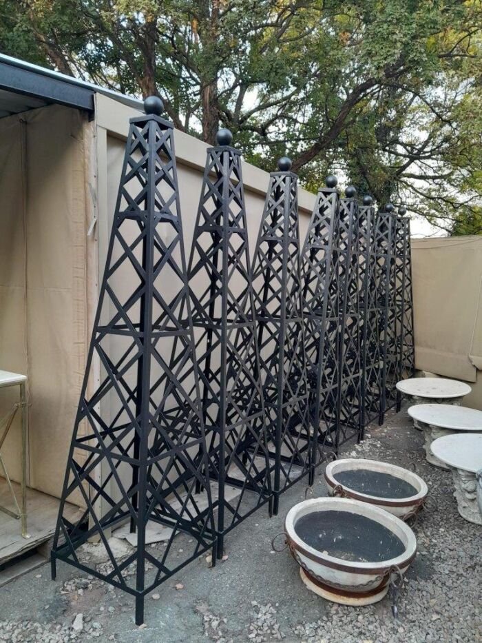 A Handmade Pair Of Wrought Iron Obelisks In A Hand Painted "Aged" Finish - Image 2