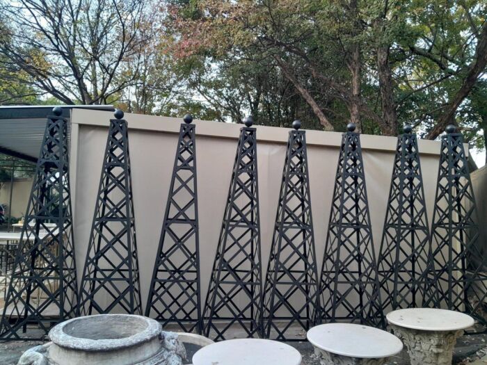 A Handmade Pair Of Wrought Iron Obelisks In A Hand Painted "Aged" Finish - Image 3