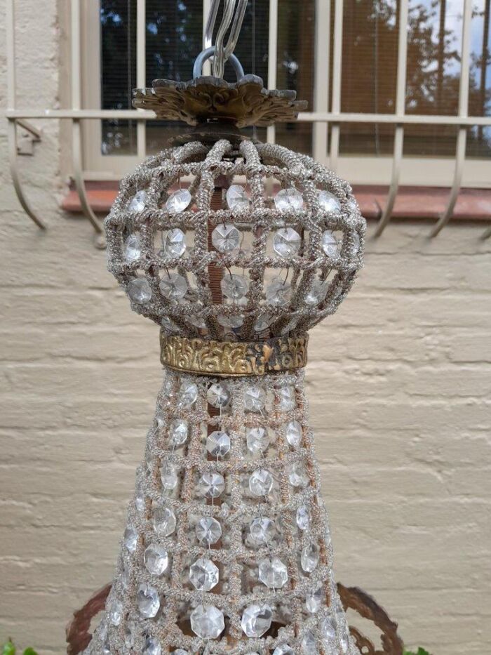 A Brass Gilt & Aged Monumental Empire Style Chandelier - Image 5