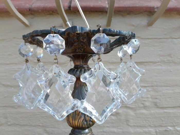 A 20th Century French Style Antique Brass and Crystal Twelve Light Chandelier - Image 11