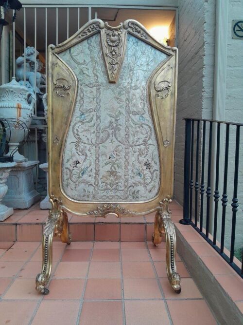 An Antique Circa 1900 French Gilt Screen with Original Castors