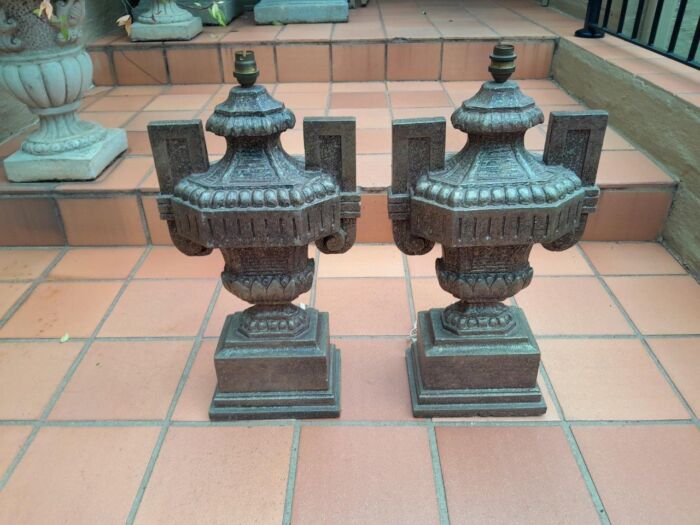 A 20th Century Pair  of Carved Stone Lamps - Image 2