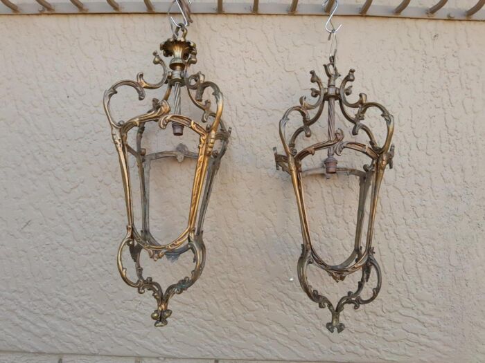 A Set of Two 20th Century Brass Lanterns