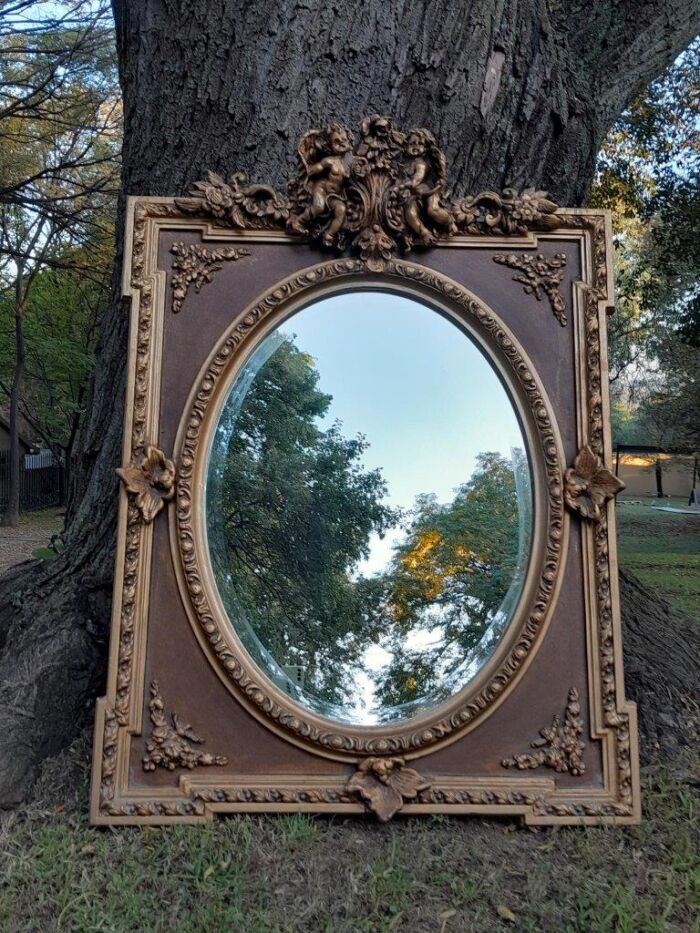 A French Rococo Style Ornately Carved and Gilded Bevelled Mirror