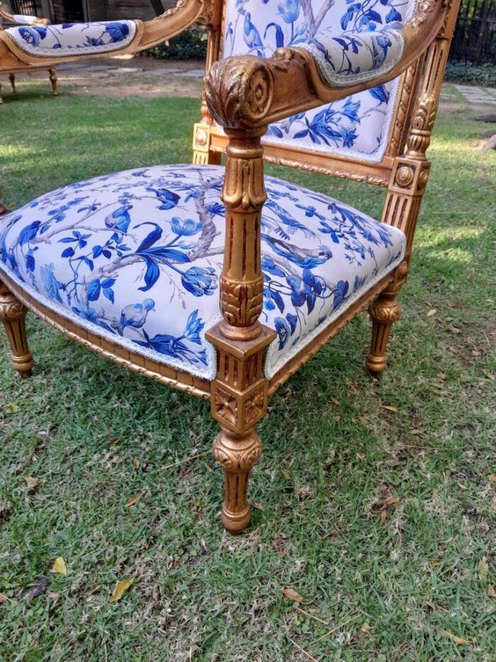 A Pair of French Style Ornately Carved Giltwood Arm Chairs - Image 13