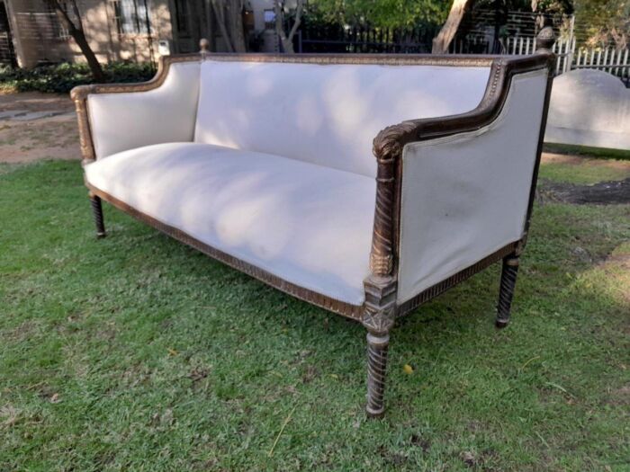 A French Louis XVI Style Large Carved Giltwood Settee - Image 4