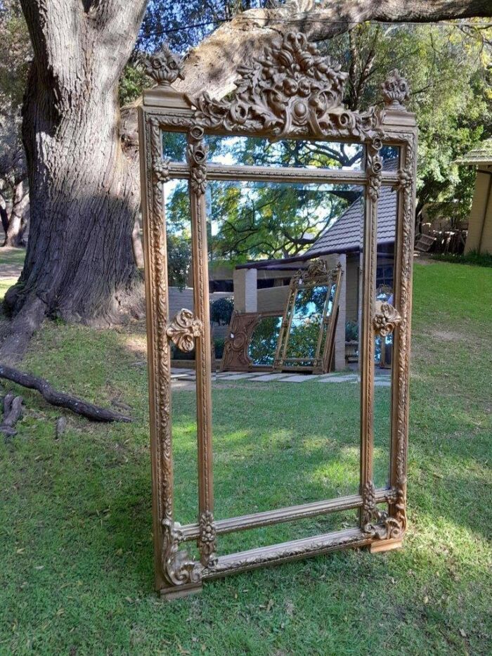 A French Rococo Style Large Ornately Carved & Gilded Bevelled Mirror - Image 3