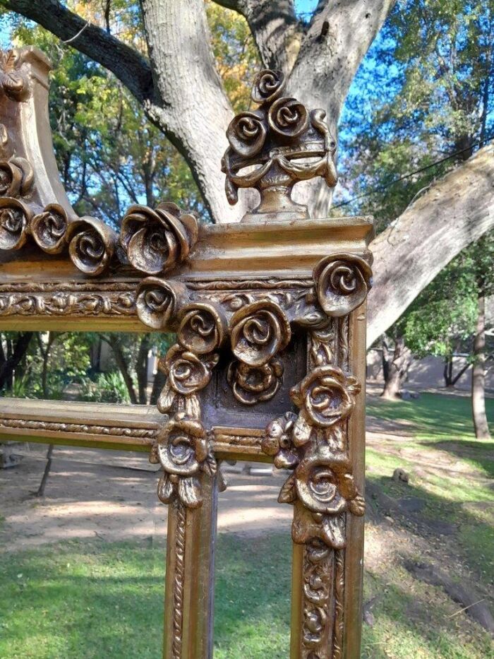 A French Rococo Style Ornately Carved & Gilded Bevelled Mirror - Image 6